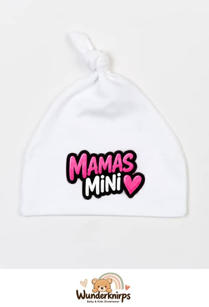 Knotenmütze Babybugz BZ15 in Weiß mit Motiv Mamas Mini