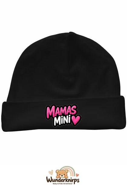 Umschlagmütze Rox-01 in Schwarz mit Motiv Mamas Mini