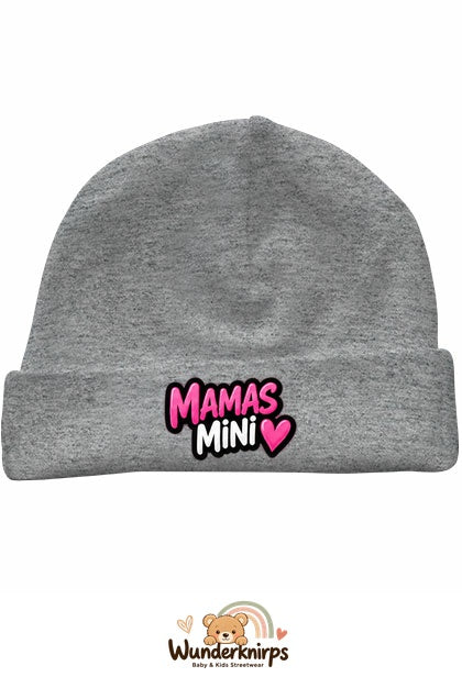 Umschlagmütze Rox-01 in Grau meliert mit Motiv Mamas Mini