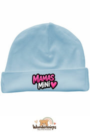 Umschlagmütze Rox-01 in Pastellblau mit Motiv Mamas Mini