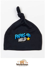 Knotenmütze Babybugz BZ15 in Schwarz mit Motiv Papas Held