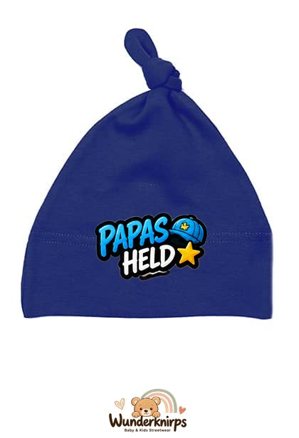 Knotenmütze Babybugz BZ15 in Marineblau mit Motiv Papas Held