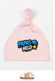Knotenmütze Babybugz BZ15 in Pastellrosa mit Motiv Papas Held