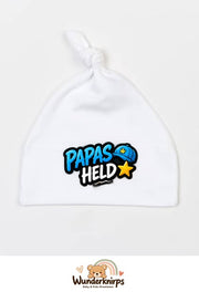 Knotenmütze Babybugz BZ15 in Weiß mit Motiv Papas Held