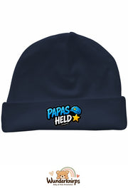 Umschlagmütze Rox-01 in Marineblau mit Motiv Papas Held