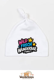 Knotenmütze Babybugz BZ15 in Weiß mit Motiv Wild, frech, wunderbar