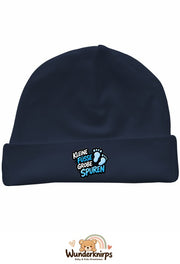 Umschlagmütze Rox-01 in Marineblau mit Motiv Kleine Füße, große Spuren