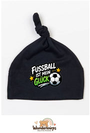 Knotenmütze Babybugz BZ15 in Schwarz mit Motiv Fußball ist mein Glück