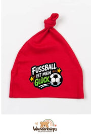 Knotenmütze Babybugz BZ15 in Rot mit Motiv Fußball ist mein Glück