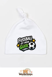 Knotenmütze Babybugz BZ15 in Weiß mit Motiv Fußball ist mein Glück