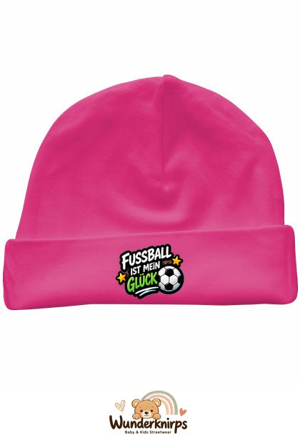 Umschlagmütze Rox-01 in Pink mit Motiv Fußball ist mein Glück