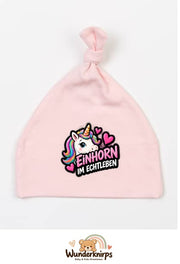 Knotenmütze Babybugz BZ15 in Pastellrosa mit Motiv Einhorn im Echtleben
