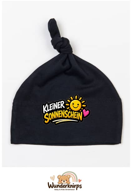 Knotenmütze Babybugz BZ15 in Schwarz mit Motiv Kleiner Sonnenschein