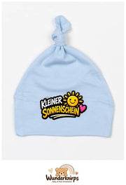 Knotenmütze Babybugz BZ15 in Staubblau mit Motiv Kleiner Sonnenschein