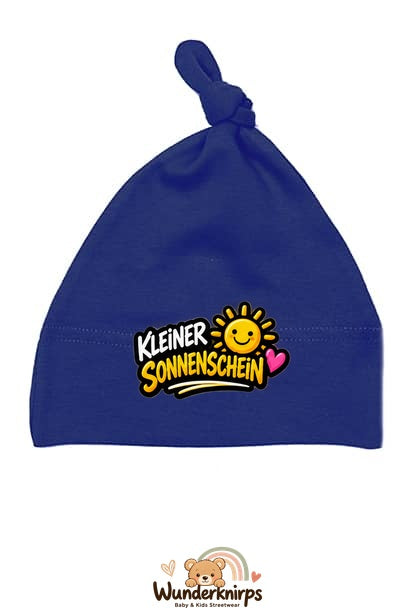 Knotenmütze Babybugz BZ15 in Marineblau mit Motiv Kleiner Sonnenschein
