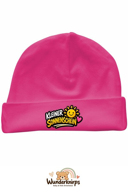 Umschlagmütze Rox-01 in Pink mit Motiv Kleiner Sonnenschein