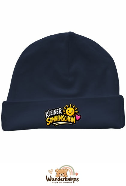 Umschlagmütze Rox-01 in Marineblau mit Motiv Kleiner Sonnenschein