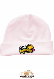 Umschlagmütze Rox-01 in Pastellrosa mit Motiv Kleiner Sonnenschein