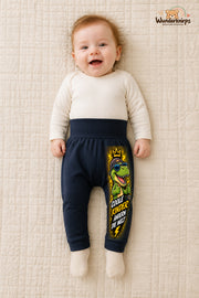 Kleine Weltentdeckerin: Coole kinder ändern die welt – Babyhose für Mädchen: Navy mit Dino-Druck am Hosenbein – Wunderknirps.