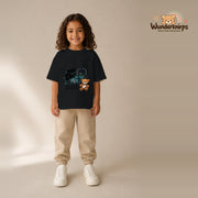 T-Shirt für Mädchen in Schwarz mit Motiv „Mini Doc“, getragen von einem Kind – Wunderknirps.
