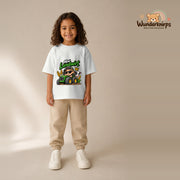 T-Shirt für Mädchen in Weiß mit Motiv „Mini Landwirt“, getragen von einem Kind – Wunderknirps.